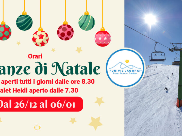 orari vacanze di Natale Funivie Lagorai